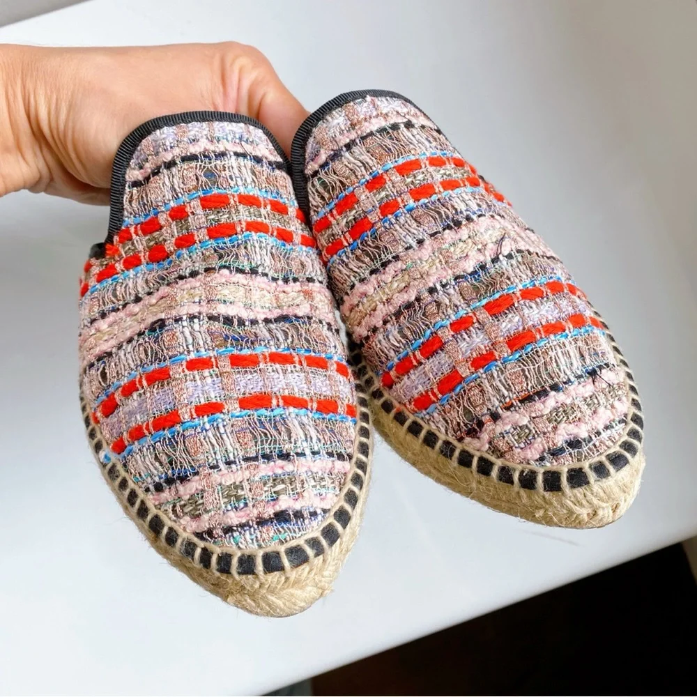 💕 TONI PONS ORIGENS PINK BLACK MULTI TWEED STITCHED ESPADRILLES! - Picture 3 of 16